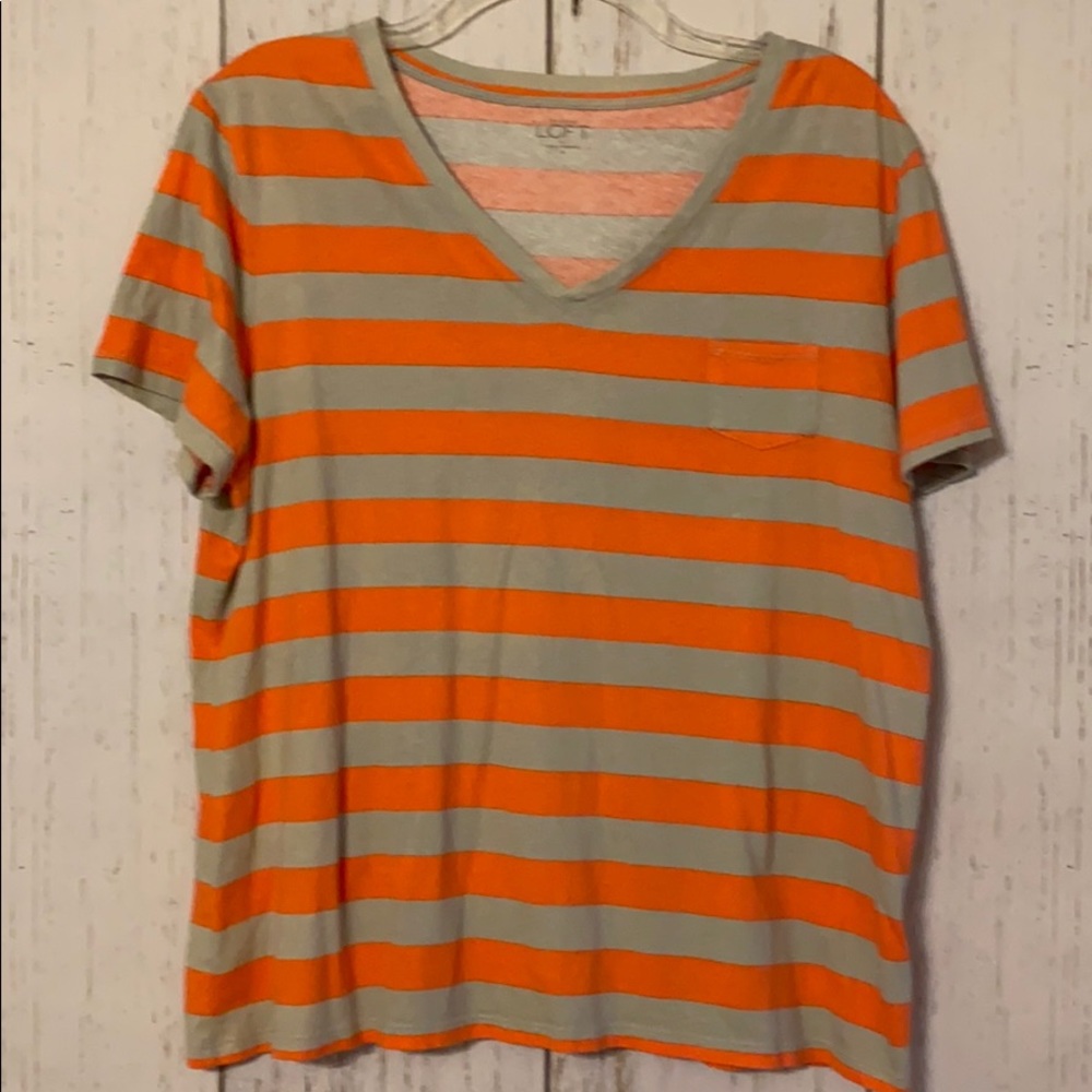 Loft Striped V-neck Tee
